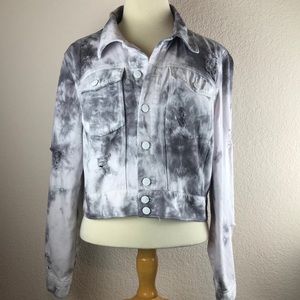 Tie Dye Jean Jacket Grey Marble XL